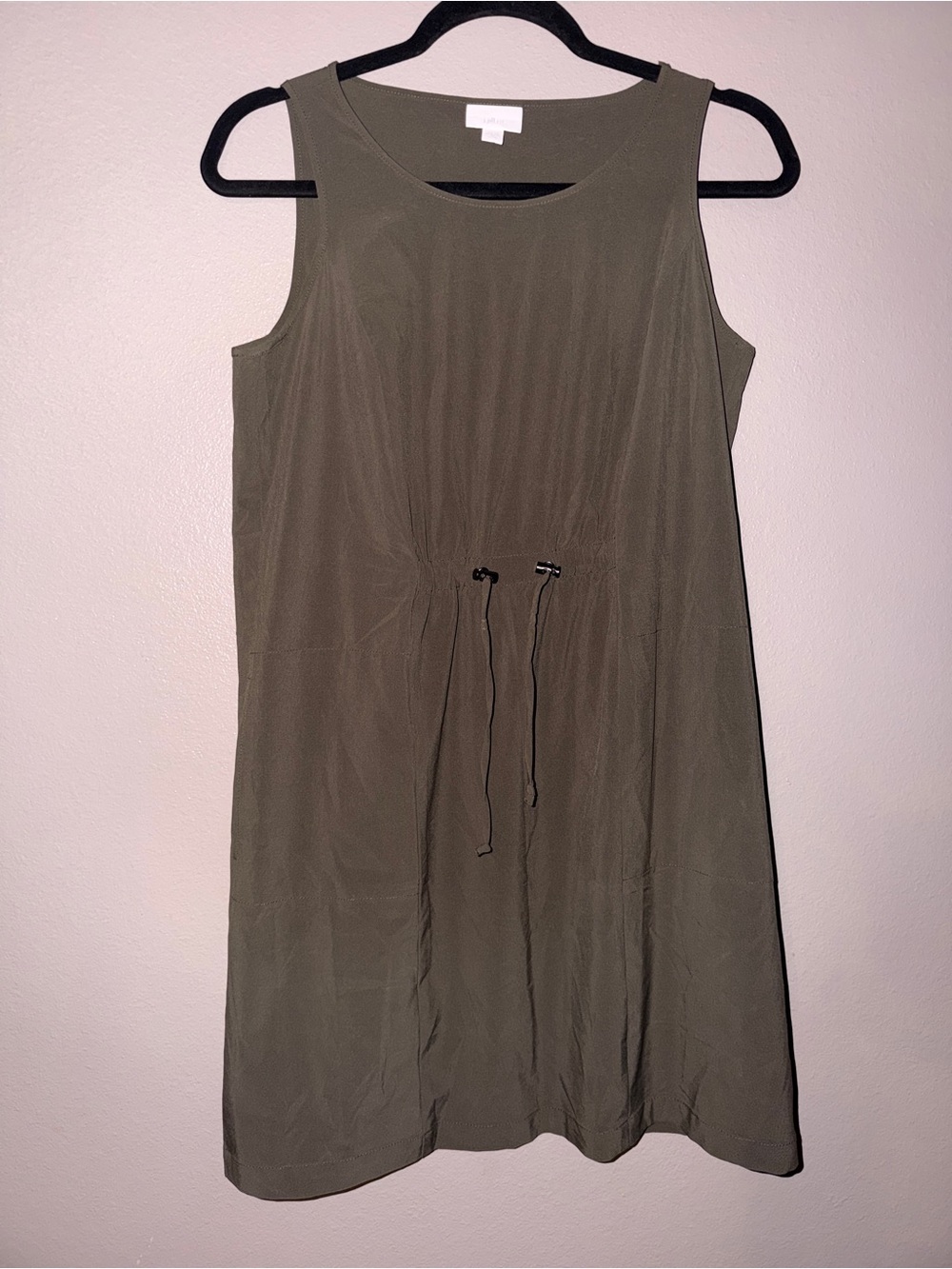 J. Jill Olive Drawstring Waist Sleeveless Midi Dress